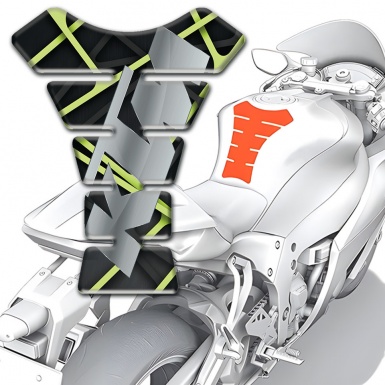 KTM Tank Guard Pads Black with Green Lines Base Gray Logo 