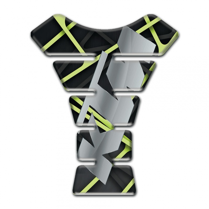 KTM Tank Guard Pads Black with Green Lines Base Gray Logo 