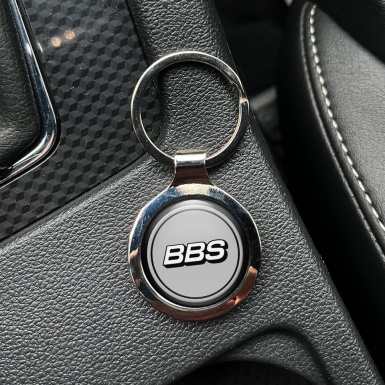 BBS Metal Fob Chain Silver Black Ring White Logo Design