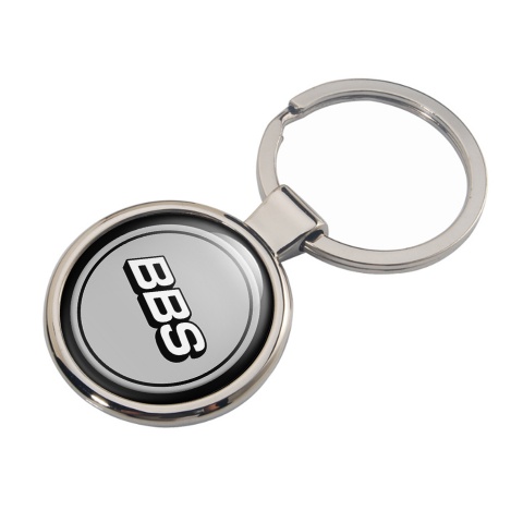BBS Metal Fob Chain Silver Black Ring White Logo Design