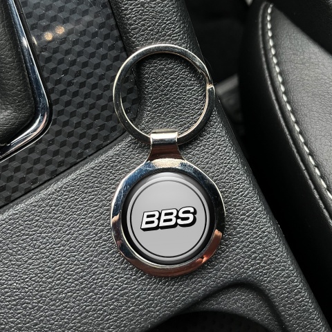 BBS Metal Fob Chain Silver Black Ring White Logo Design