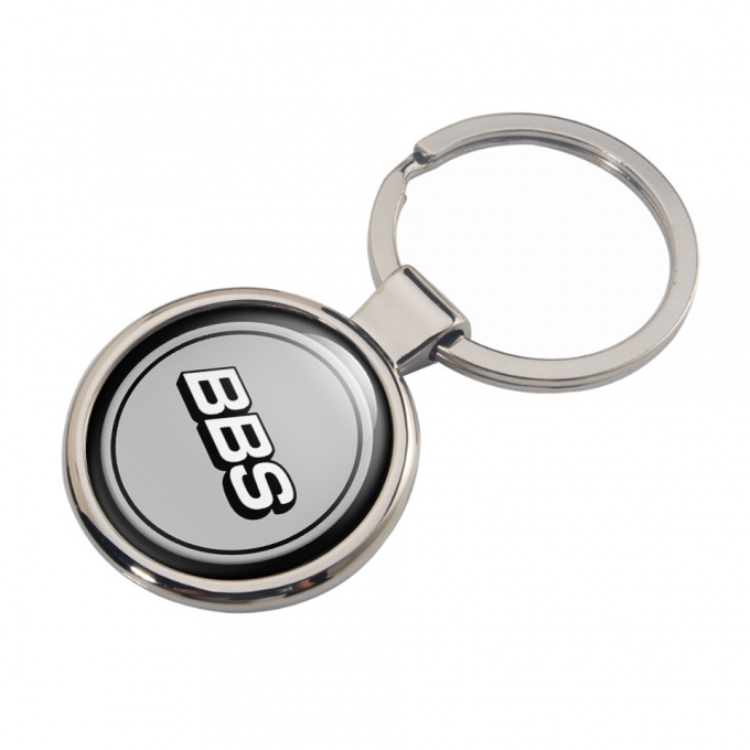 BBS Metal Fob Chain Silver Black Ring White Logo Design