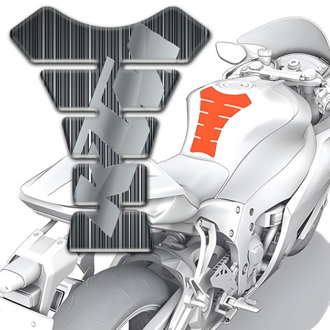 KTM Tank Fuse white Thin StripesBase and Gray Logo Style 