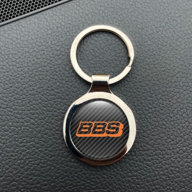 BBS Keychain Metal Dark Carbon Orange Logo Model