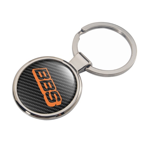 BBS Keychain Metal Dark Carbon Orange Logo Model