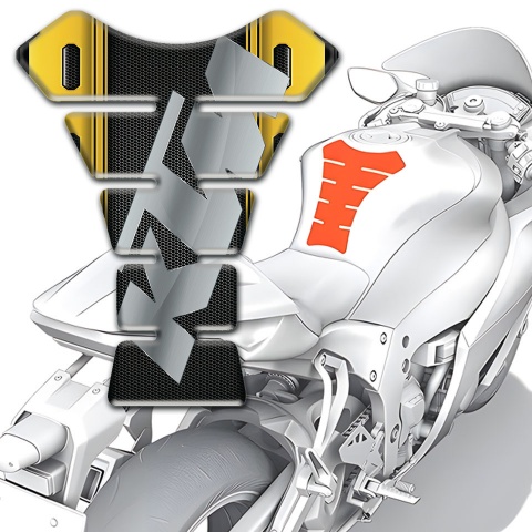 KTM Tank Pad Protector Black Yellow Print Base Gray Logo 