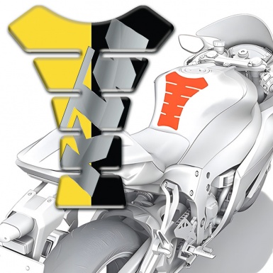 KTM Tank Pad Protector Black Yellow Halves and Gray Logo 