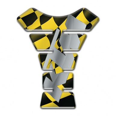 KTM Tank Guard Pads Black Yellow Squares Base Gray Logo 