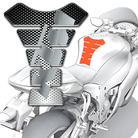 KTM Tank Guard Pads Silver Black Base Stylish Gray Logo 