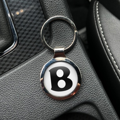 Bentley Keychain Metal Black White Clean Logo Design
