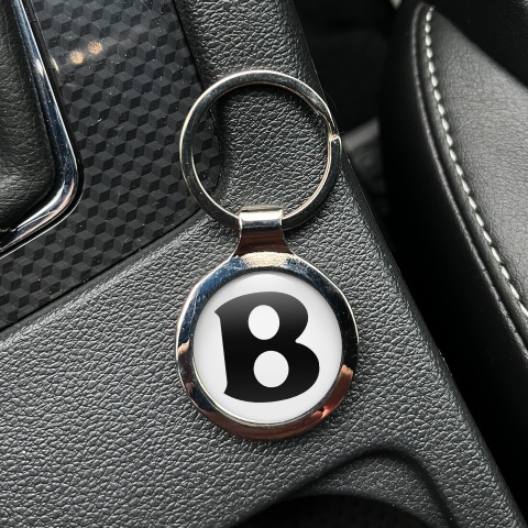 Bentley Keychain Metal Black White Clean Logo Design