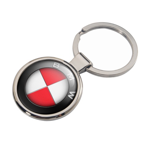 BMW Keychain Metal Black Ring Red White Logo