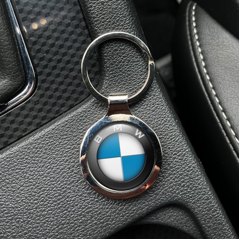 BMW Metal Key Ring Black Ring Blue White Logo