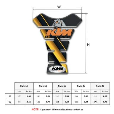 KTM Tank Guard Pads Yellow Tapes Base and Dog Logo 