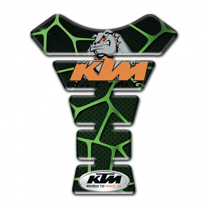 KTM Tank Guard Pads Black withnGreen Patterns Base and Dog Logo Style 