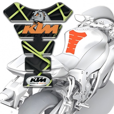 KTM  Tank Protector Black with Green Lines Design and Dog Logo Style 