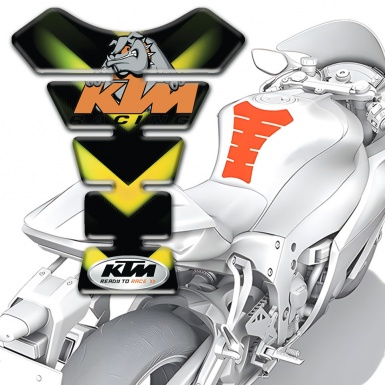 KTM Tank Protector Black with Green Yellow Details Base and Dog Logo