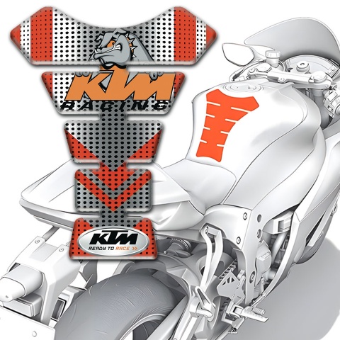 KTM Tank Pad Motorbike Design with Silver Red Colors 