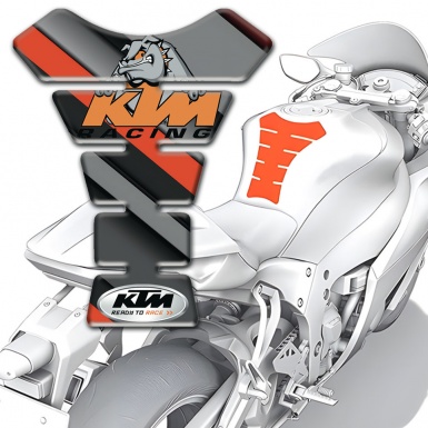 KTM Tank Fuse Gray Orange Diagonal print and Animation Dog Logo 