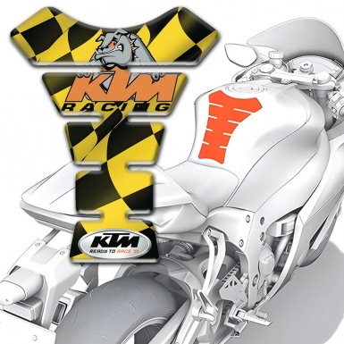 KTM  Tank Protector Black Yellow Flag Effect and Racing Logo 