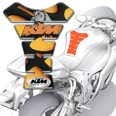 KTM Tank Pad Motorbike Yellow Black Print Base Racing Logo Style 