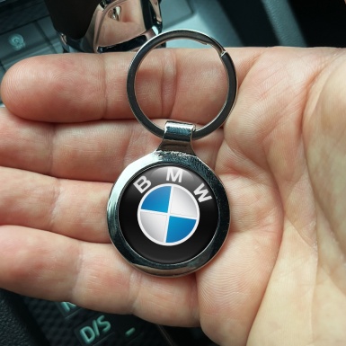 BMW Key Fob Metal Black Sky Blue Classic Logo