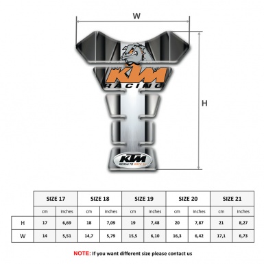 KTM Tank Pad Protector Silver Central Panel and Racing Logo Style 