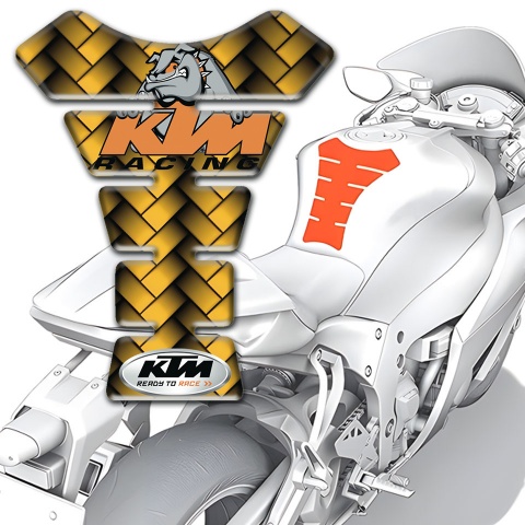 KTM Tank Pad Protector Yellow Mosaic Base Effect with Animation Dog Logo 