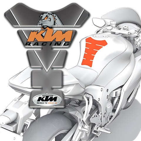 KTM Tank Pad Protector Gray Base with White Stripe Variant 