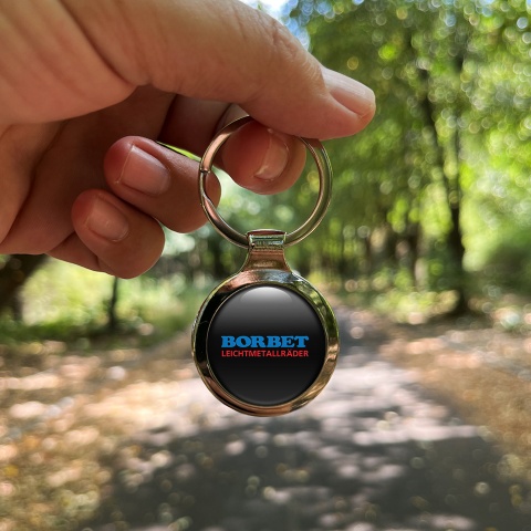 Borbet Key Holder Metal Black Blue Logo Design