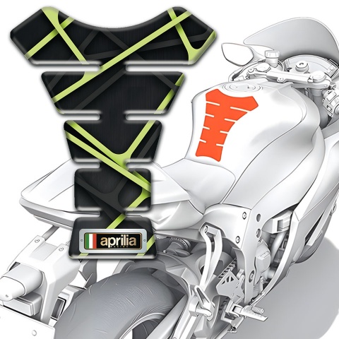 Aprilia Tank Protector Black with Fresh Green Lines Decoration 