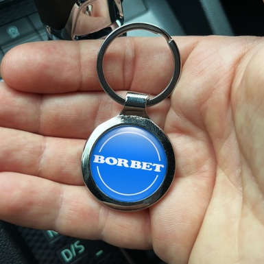 Borbet Metal Key Ring Blue White Circle Logo Design