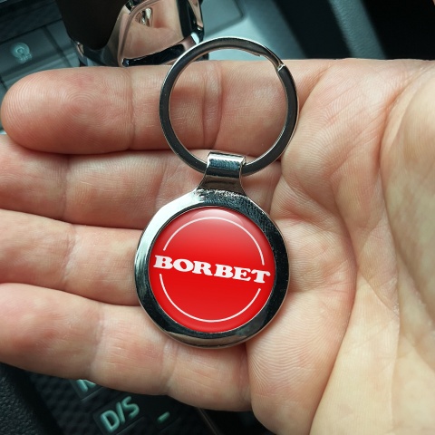 Borbet Metal Key Ring Red White Circle Logo Design