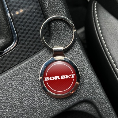 Borbet Key Fob Metal Dark Red Carbon White Circle Logo Design