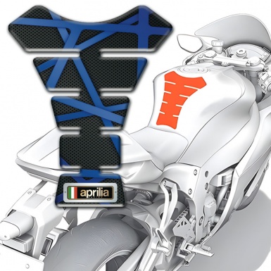 Aprilia Tank Pad Protector Black with Blue Patterns Design 