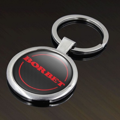 Borbet Keychain Metal Dark Carbon Red Circle Logo Design