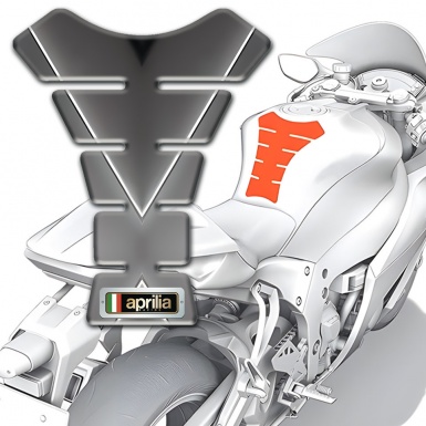 Aprilia Tank Guard Pads Gray Base with White Stripe Design 