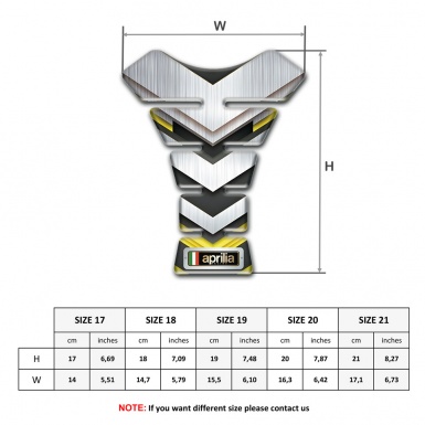 Aprilia Tank Pad Protector Silver Yellow Design 