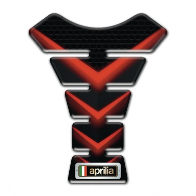 Aprilia Tank Pad Motorbike Black Base with Red V Shape Decoration 