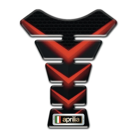 Aprilia Tank Pad Motorbike Black Base with Red V Shape Decoration 