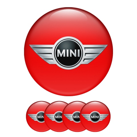 Mini Cooper Center Hub Dome Stickers Red Color