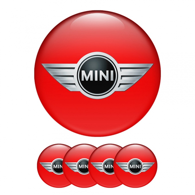 Mini Cooper Center Hub Dome Stickers Red Color