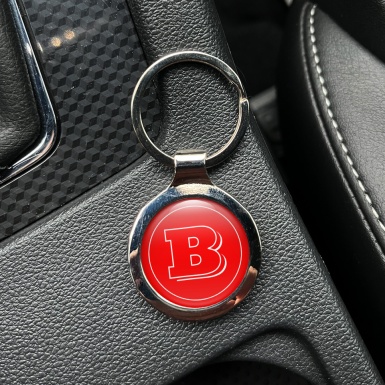 Mercedes Brabus Metal Key Ring Red White Circle Logo Design