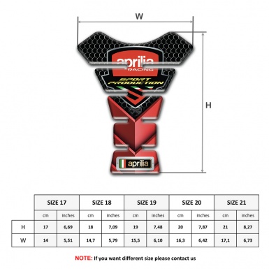Aprilia Tank Pad Protector Red Black Details Print 
