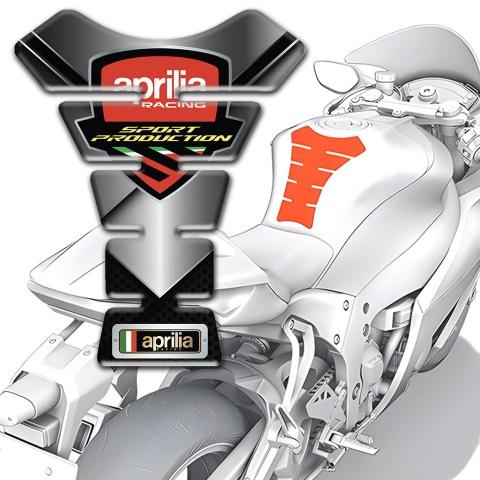 Aprilia Tank Protector Chromed Design Sport Production Logo Style 