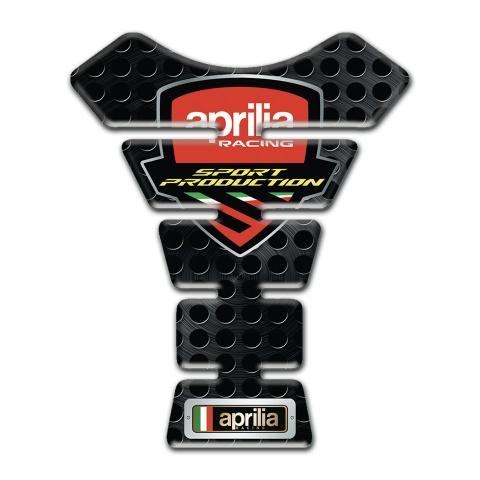 Aprilia Tank Guard Pads Perforated Black Base Racing Logo Style 
