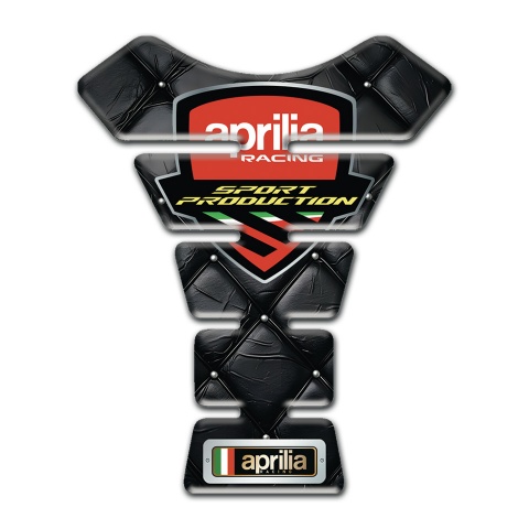 Aprilia Tank Pad Protector Black Skin Effect Base and Racing Logo Style 