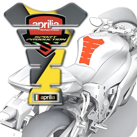 Aprilia Tank Pad Motorbike Gray Yelllow Base Stylish Logo 