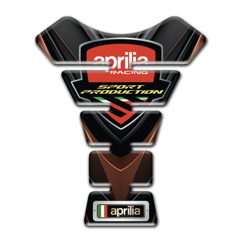 Aprilia Tank Pad Protector Black Brown Design with Sport Production Logo 