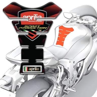 Aprilia  Tank Pad Motorbike Merged Red Black Colors Base Racing Logo Style 